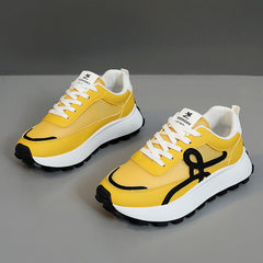 Damen Sportliche Sneaker mit atmungsaktiver Mesh-Oberfläche und dämpfendem Komfort in Gelb