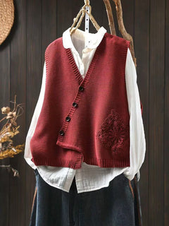 Elaine | Elegante Strickweste in Rot