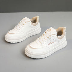 Damen modische Sneaker mit atmungsaktivem Obermaterial und dämpfender Laufsohle in Beige