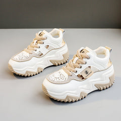 Damen Modische Chunky Sneakers mit luftdurchlässigem Obermaterial in Khaki