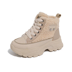 Damen Winterliche High-Top Sneaker mit kuscheligem Fleece-Futter und rutschfester Sohle in Khaki
