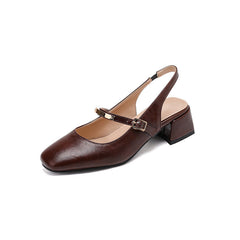Klassische Mary Jane Dirndl Schuhe Für Damen | Mittlerer Blockabsatz in Braun