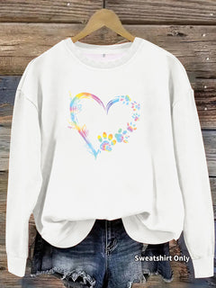 Damen Sweatshirt mit floralem Herzdesign und bequemer Passform in Weiß