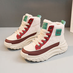 Damen High-Top Sneakers mit warmem Fleece-Futter und rutschfester Sohle in Rot