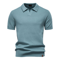 Ulrich – Strukturiertes Polo-Shirt in Blau