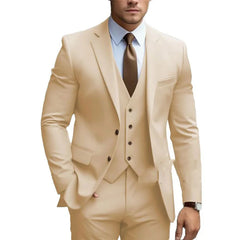 Eleganter Dunkelgrüner 3-teiliger Herrenanzug | Einreihig in Khaki