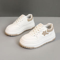 Damen Sportliche Sneakers mit hohem Plateau und atmungsaktivem Obermaterial in Beige