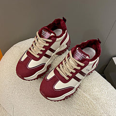 Damen modische Sneakers mit atmungsaktivem Mesh-Obermaterial und dämpfender Laufsohle in Rot