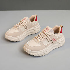 Damen modische Chunky Sneakers mit atmungsaktivem Mesh-Obermaterial in Khaki