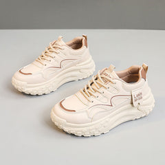 Damen Sportliche Plattform Sneakers mit dämpfender Sohle und atmungsaktivem Obermaterial in Camel