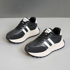 Damen Komfortable und warme High-Top Sneakers mit Fleece-Innenfutter in Schwarz