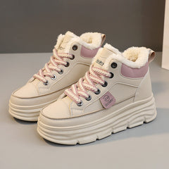 Damen Winterliche High-Top Sneakers mit luxuriösem Fleece-Futter in Khaki