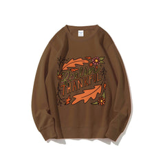 Damen Sweatshirt mit buntem Herbstmotiv und inspirierendem Schriftzug in Braun