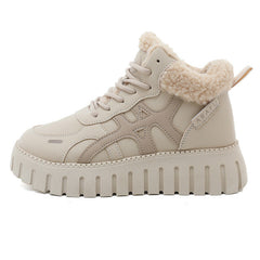 Damen High-Top Sneakers mit flauschigem Innenfutter in Khaki