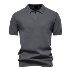 Ulrich – Strukturiertes Polo-Shirt in Dunkelgrau
