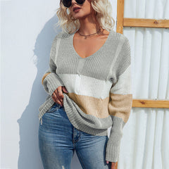 GRENZÜBERSCHREITENDER V-AUSSCHNITT PULLOVER | MODERNER STIL, KOMFORTABEL, VIELSEITIG in Grau