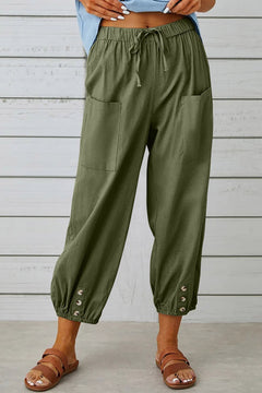 Tracy - Modische Haremshose mit Knopfdetail für einen trendigen Look in Grün