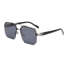 Moderne Stilvolle Geometrische Sonnenbrille für Herren | UV Schutz in Onyx Schwarz