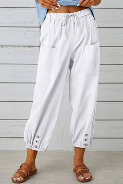 Tracy - Modische Haremshose mit Knopfdetail für einen trendigen Look in Weiß