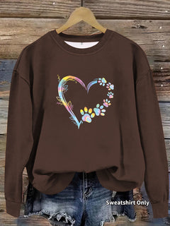 Damen Sweatshirt mit floralem Herzdesign und bequemer Passform in Braun