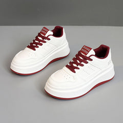 Damen Modische Chunky Sneakers mit dämpfender Laufsohle und atmungsaktivem Obermaterial in Burgunderrot