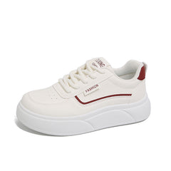 Damen Sportliche Plateau Sneakers in Weiß-Rot