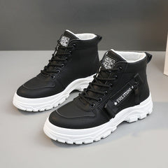 Damen modische High-Top Sneakers mit strapazierfähigem Obermaterial und optimaler Dämpfung in Schwarz