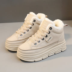 Damen High-Top Sneakers mit warmem Innenfutter und rutschfester Sohle in Khaki