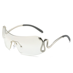 Damen Y2K Übergroße Sonnenbrille | Stylisch in Silber