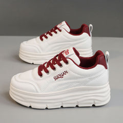 Damen modische Sneaker mit komfortabler Plattform-Sohle in Beige