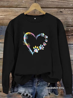 Damen Sweatshirt mit floralem Herzdesign und bequemer Passform in Schwarz