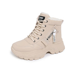 Damen modische High-Top Sneakers mit trendy Reißverschluss und komfortablem Innenfutter in Khaki