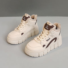 Damen High-Top Sneaker mit luxuriösem Fleece-Futter und rutschfester Sohle in Khaki
