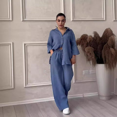 Kelen™ | Urban Stilvolles Hemd und Hosen-Set in Sapphire Blau