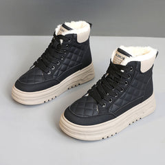 Damen High-Top Sneakers mit warmem Fleece-Futter und rutschfester Sohle in Schwarz