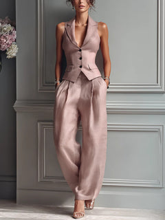 Stella | Zweiteiliges Sommer-Set mit V-Ausschnitt in Rosa