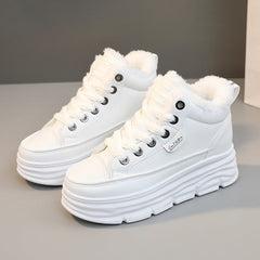 Damen High-Top Sneakers mit warmem Innenfutter und rutschfester Sohle in Weiß