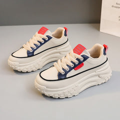 Damen sportliche Plattform Sneakers mit dämpfender Laufsohle und atmungsaktivem Obermaterial in Blau