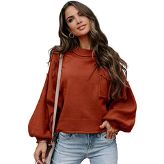 Damen LANGARM RUNDHALS STRICKPULLOVER | MODERNER STIL, KOMFORTABEL, VIELSEITIG in Braun