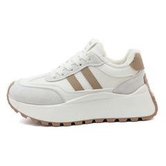 Damen Plateau Sneakers mit weich gefüttert Innenausstattung und modischen Akzenten in Beige