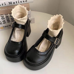Retro Dirndl Schuhe für Damen | Plateau in Schwarz