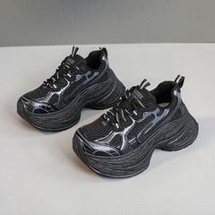 Damen Chunky Sneakers mit dämpfender Laufsohle und modischem Design in Schwarz