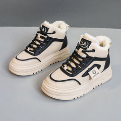 Damen High-Top Sneakers mit kuscheligem Fleece-Futter und rutschfester Sohle in Schwarz