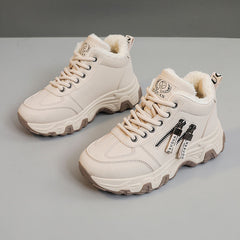 Damen High-Top Sneakers mit warmem Fleece-Futter und stylischem Reißverschluss in Khaki