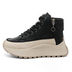 Damen High-Top Sneakers mit elegantem Reißverschluss und dämpfender Laufsohle in Schwarz