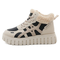 Damen High-Top Sneakers mit flauschigem Innenfutter in Schwarz