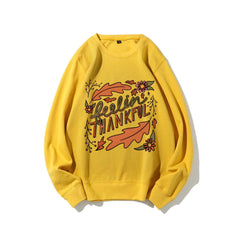 Damen Sweatshirt mit buntem Herbstmotiv und inspirierendem Schriftzug in Gelb