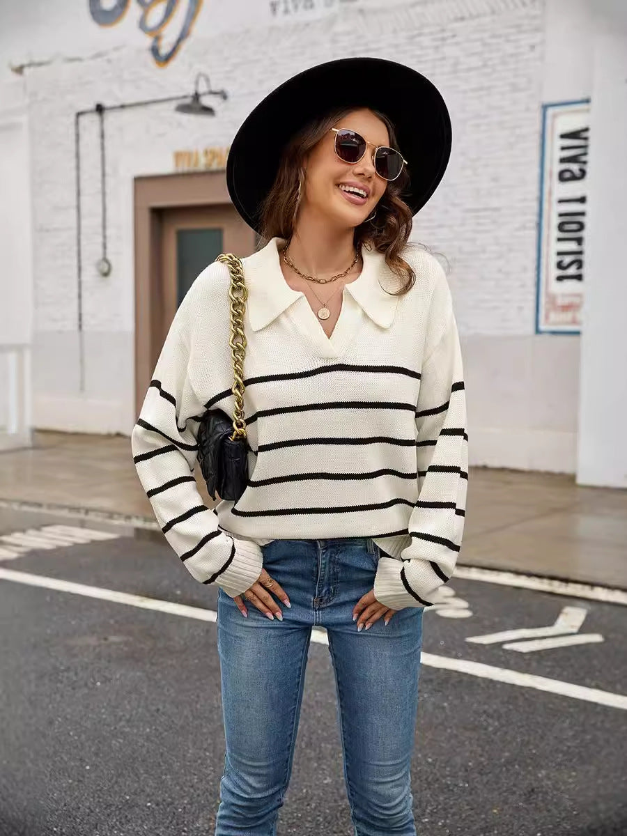 Damen GESTREIFTER PULLOVER | MODERNER STIL, KOMFORTABEL, VIELSEITIG