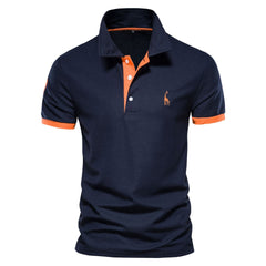 Lukas |  Baumwoll-Poloshirt für sportlich-legere Looks in Orange Marineblau