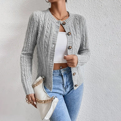 Trendige Strickjacke mit Knopfleiste für Damen | Langarm